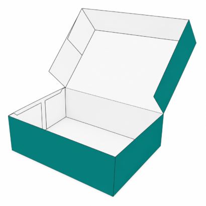 Four Corner Box tray packaging showing the focus keyword for rank math pre glued check