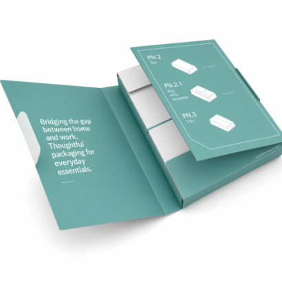 Paper Briefcase packaging made from durable corrugated stock showing the focus keyword for rank math handle box check